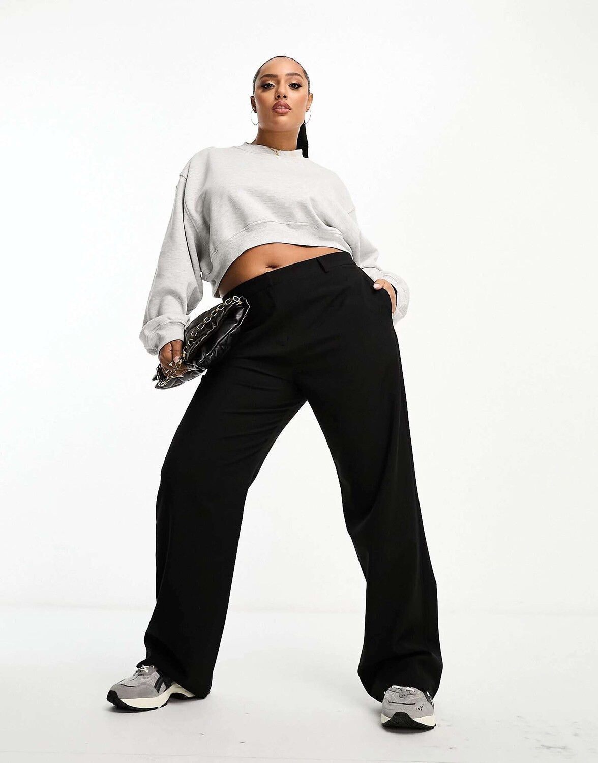 

Черные узкие прямые брюки ASOS Curve, Черный, Черные узкие прямые брюки ASOS Curve