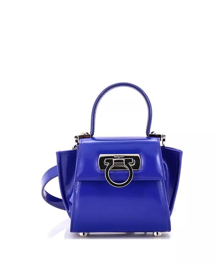 

Сумка XS Iconic с верхней ручкой, кожа Pre-Owned Salvatore Ferragamo, синий