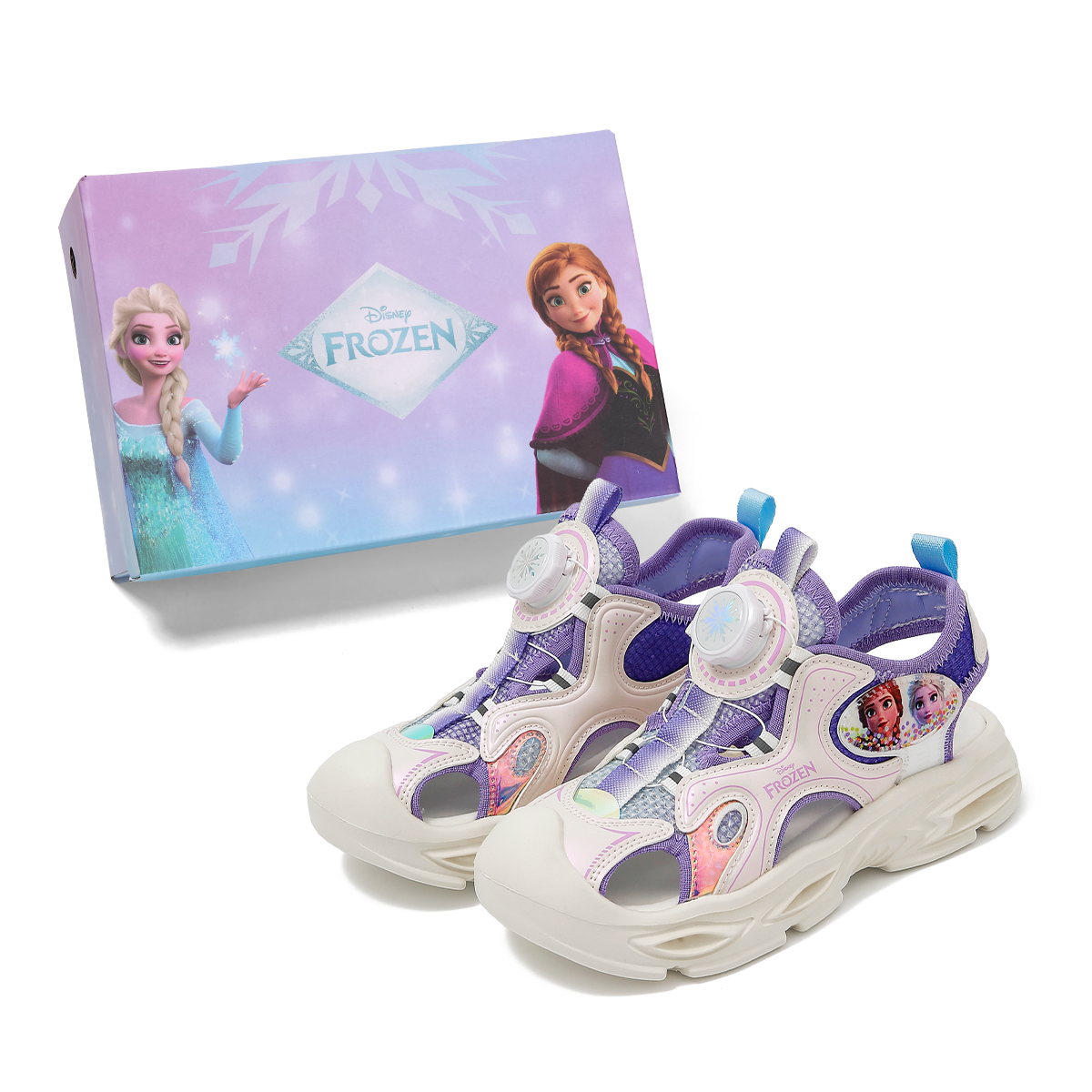 

Сандалии Frozen Series с амортизацией, износостойкие, дышащие, нескользящие, с низким верхом для детей Disney, белый/фиолетовый