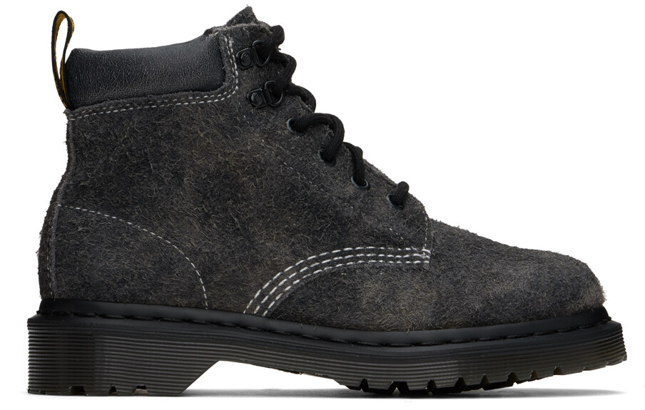 

Серые 939 замшевые ботинки Stonewashed Dr. Martens, Black/Gunmetal stone