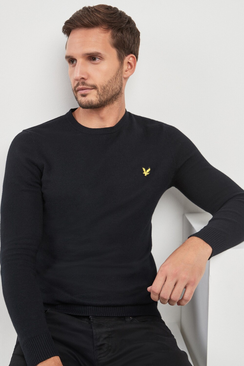 

Свитер из мериносовой шерсти с круглым вырезом Lyle & Scott, черный