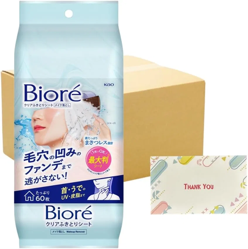 Очищающие салфетки для снятия макияжа Biore Clear Wiping, 60 шт, 12 упаковок