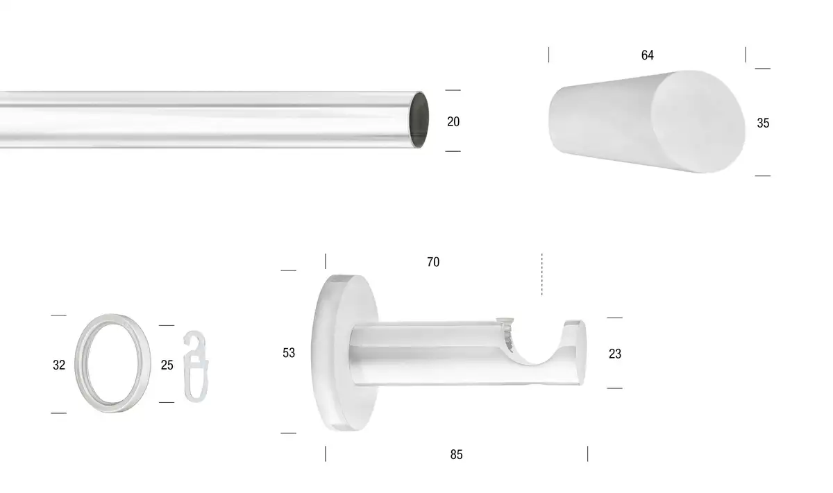 

Карниз для штор GARESA "БЕЛЫЙ", 1 направляющая, желаемая длина, комплект для штор, выдвижной, настенный монтаж, кнопка со скошенным концом 260 см, Ø 20 мм, белый