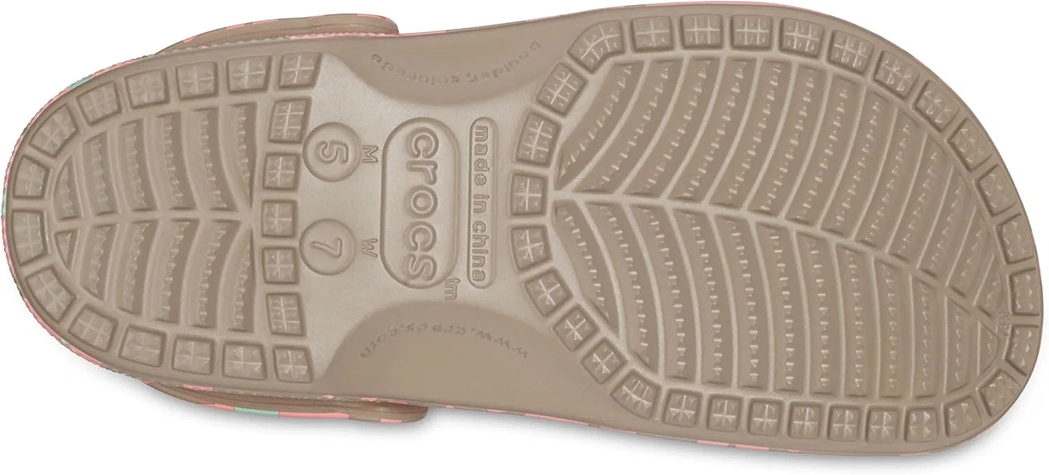 Классические деревянные сабо Crocs унисекс с цветочным принтом, Mushroom Multi — фото 3