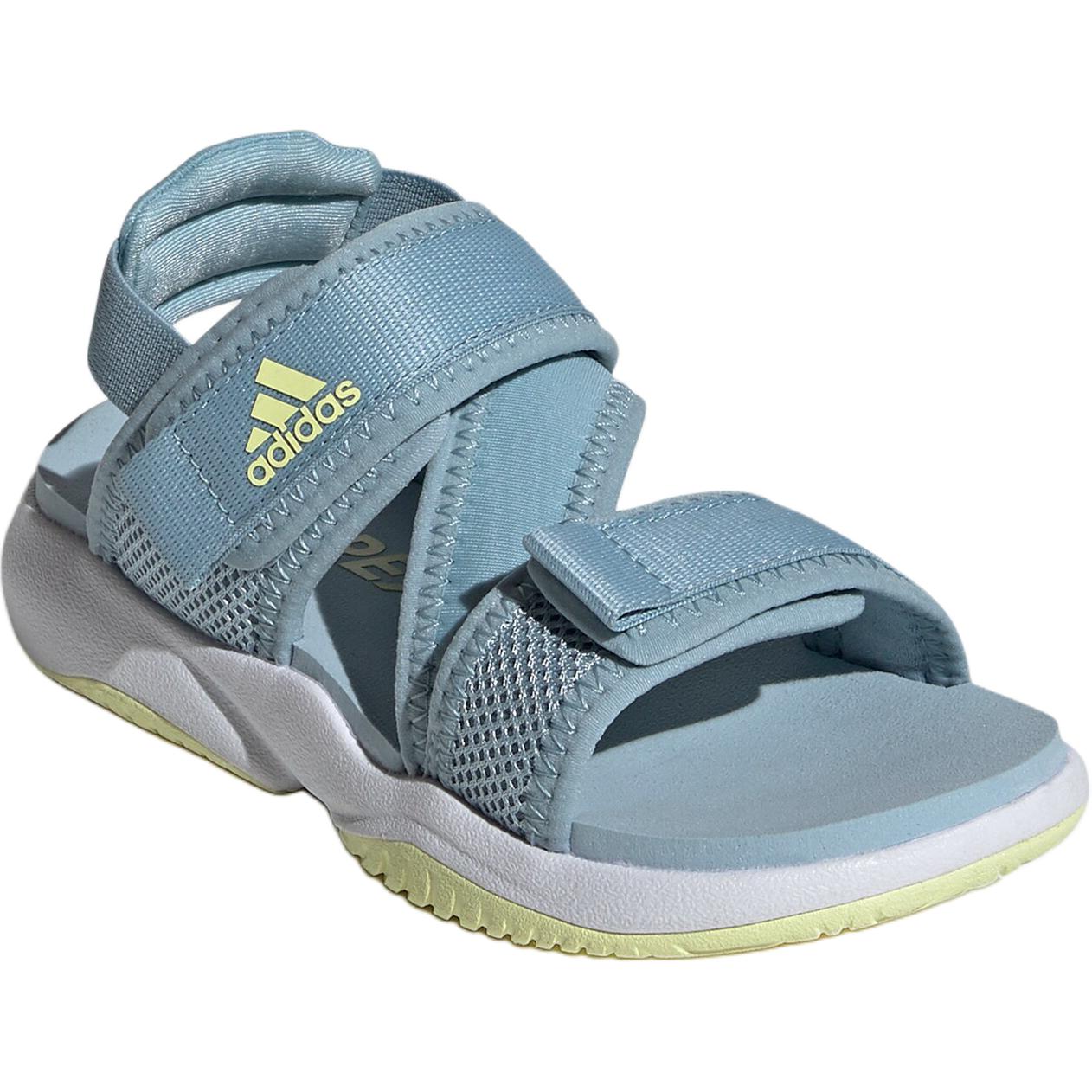 Антискользящие износостойкие низкие детские сандалии серо-голубые Kids' Adidas — фото 3