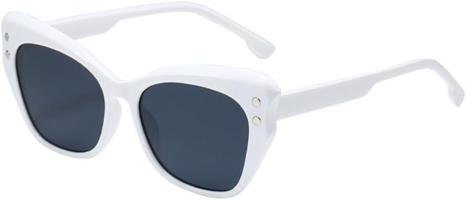 

Женские солнцезащитные очки LVTFCO Oversized Cat Eye, модные, яркие, с защитой от УФ-излучения UV400, в стиле ретро, ​​мужские солнцезащитные очки с заклепками, White Grey