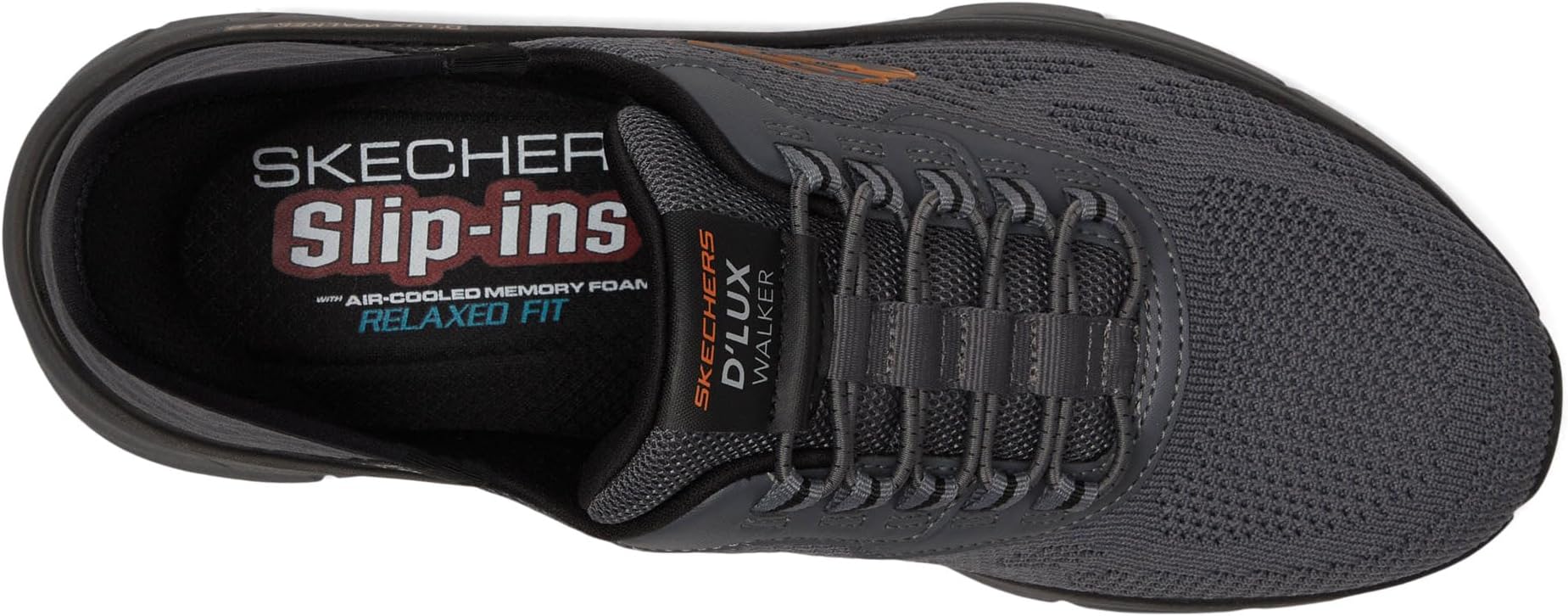 Кроссовки SKECHERS D'Lux Walker 2.0 Rezinate Hands Free Slip-In, цвет Charcoal/Orange — фото 2