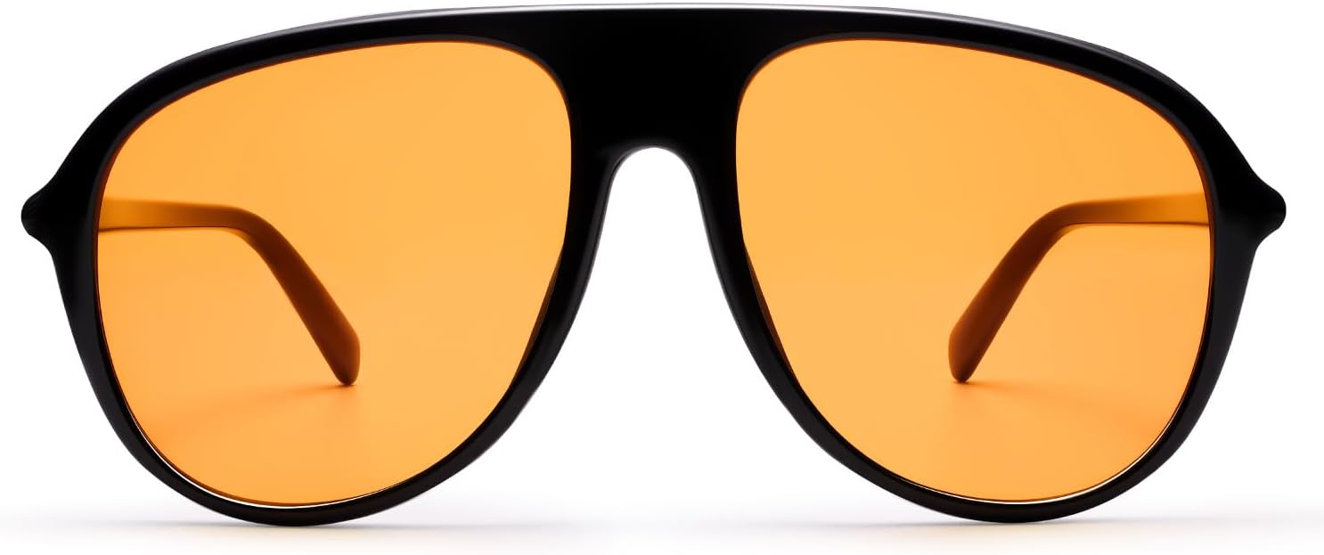 

Солнцезащитные очки-авиаторы VANLINKER большого размера для женщин и мужчин, модные, в стиле ретро 70-х, большие солнцезащитные очки VL9911, C2-orange Lens/Black Frame