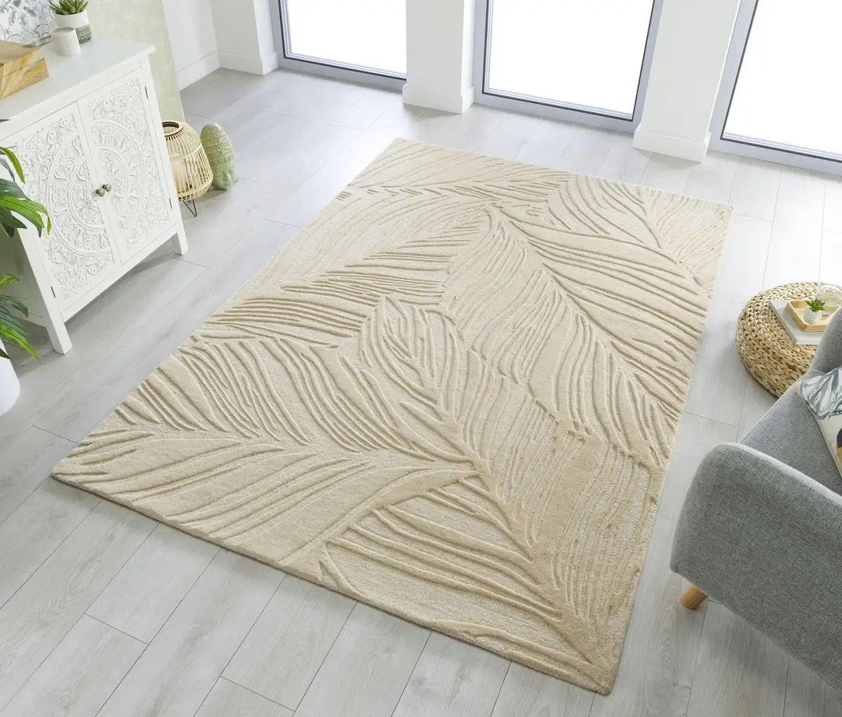

FLAIR RUGS шерстяной ковер "LINO LEAF", прямоугольный, эффект high-low 160х230 см, цвет natur
