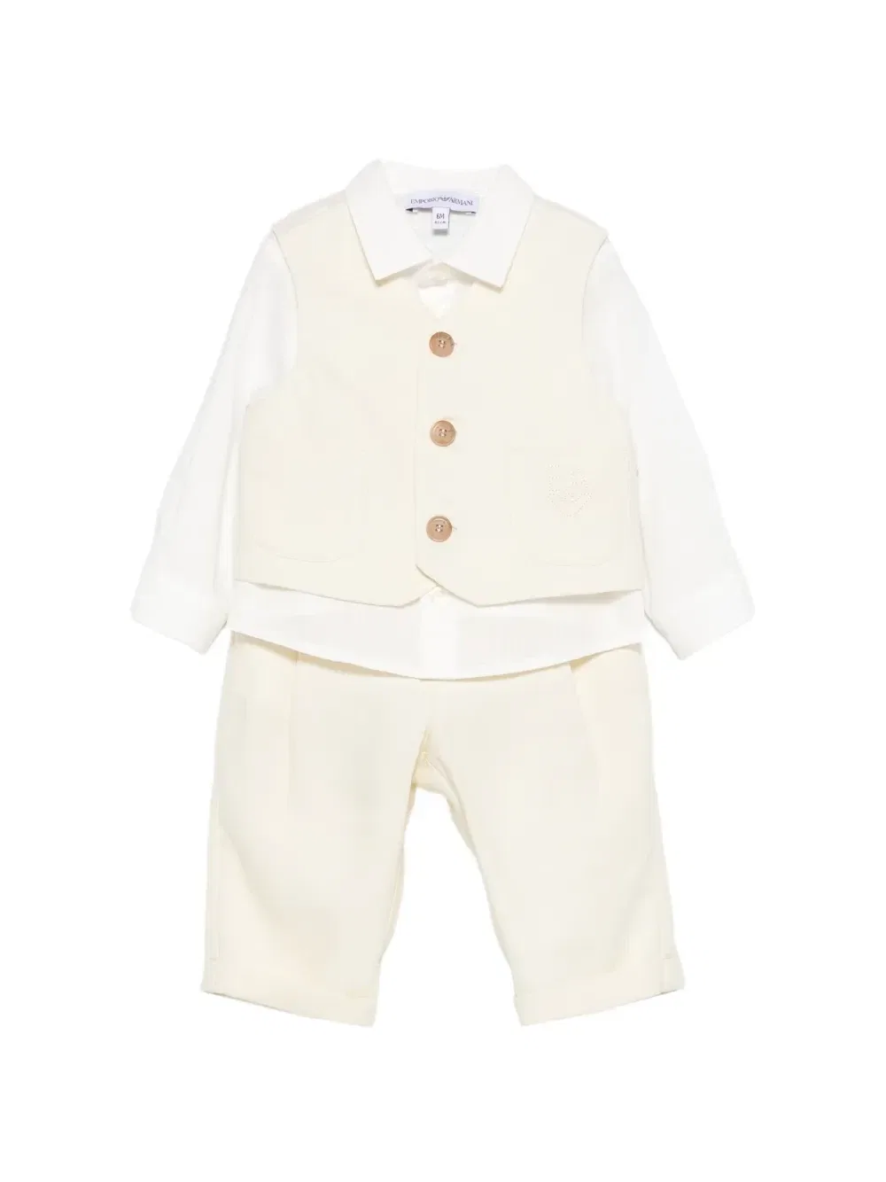 Костюм-тройка с жилетом Emporio Armani Kids, бежевый