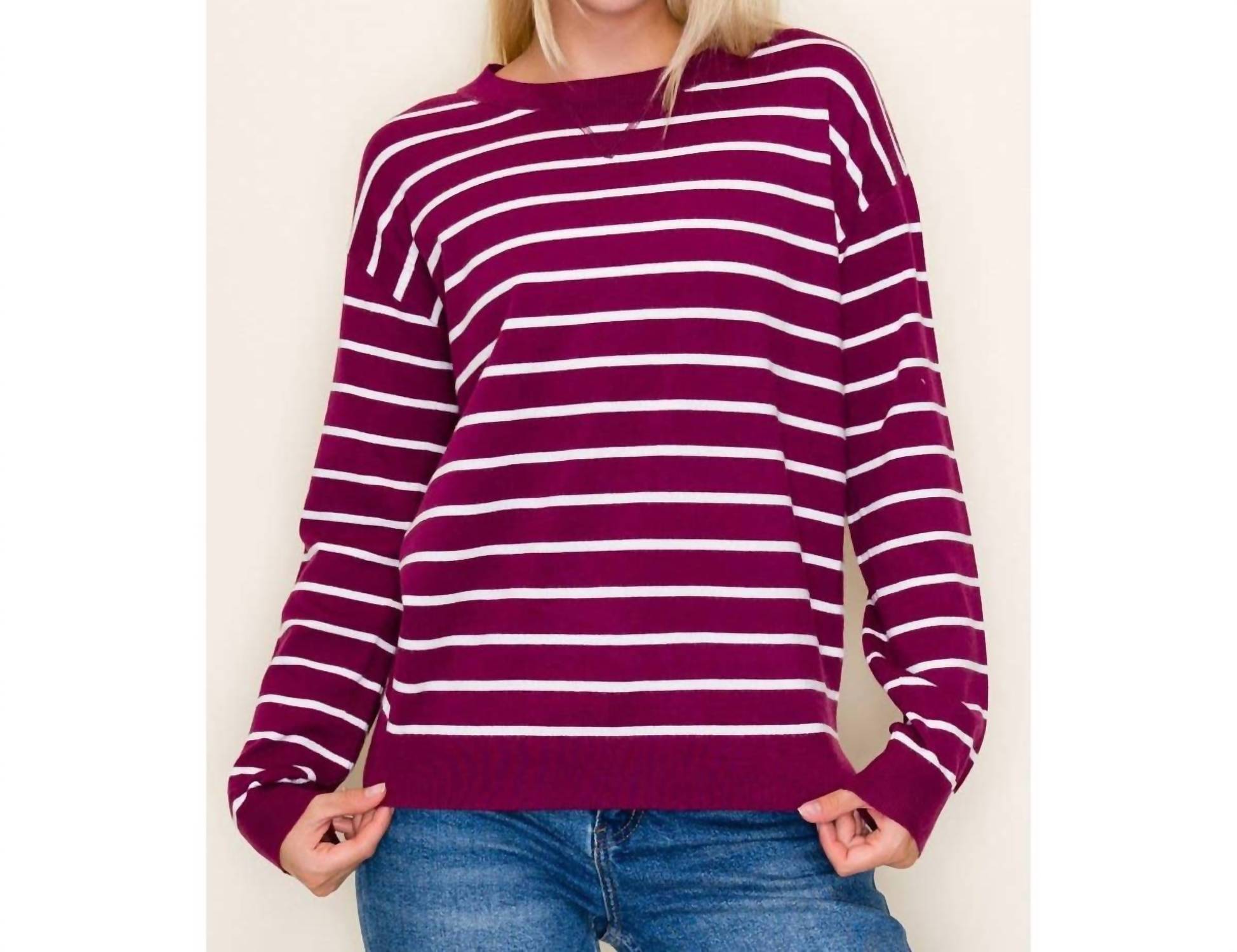 

STACCATO Повседневный полосатый свитер сливового цвета