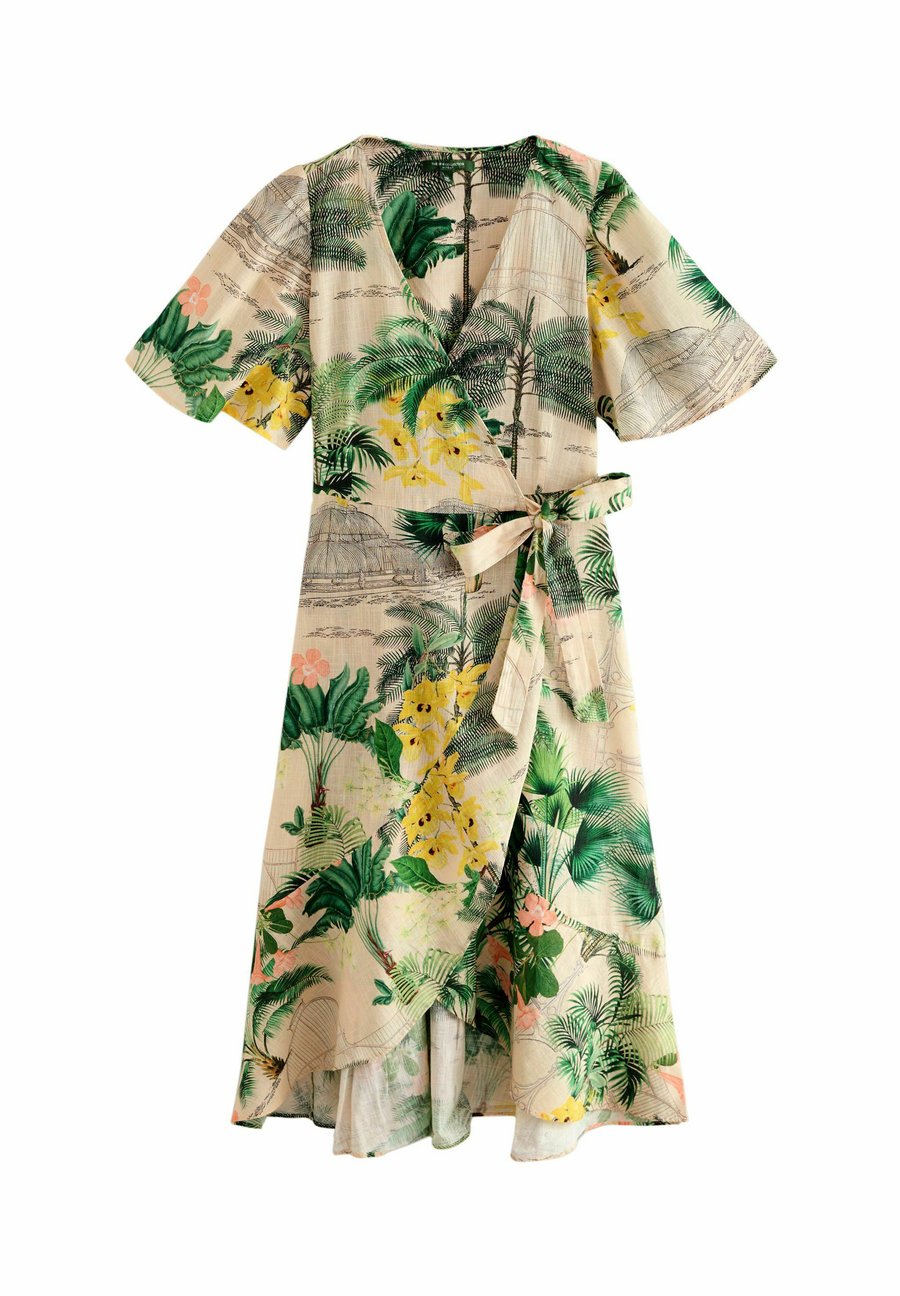 

Платье Next REGULAR FIT-FLUTTER SLEEVE WRAP MIDI, Kew Collection Green Floral/Green