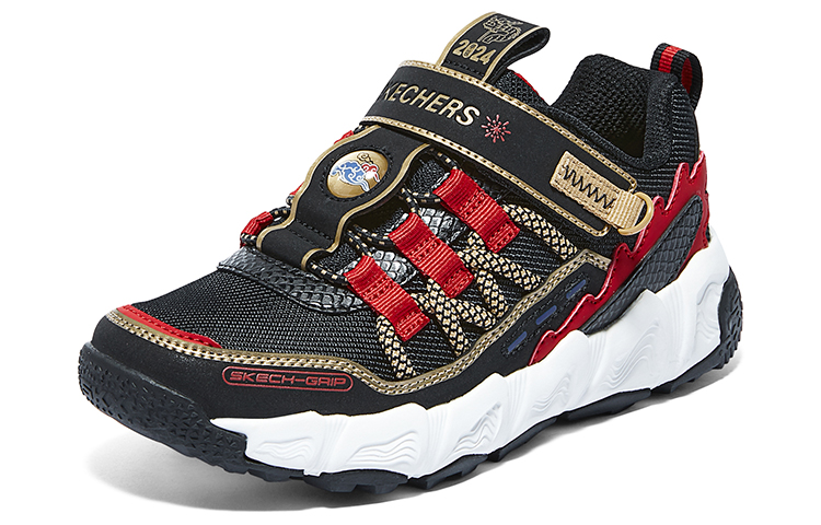 Низкие детские беговые кроссовки Black Red Skechers — фото 3