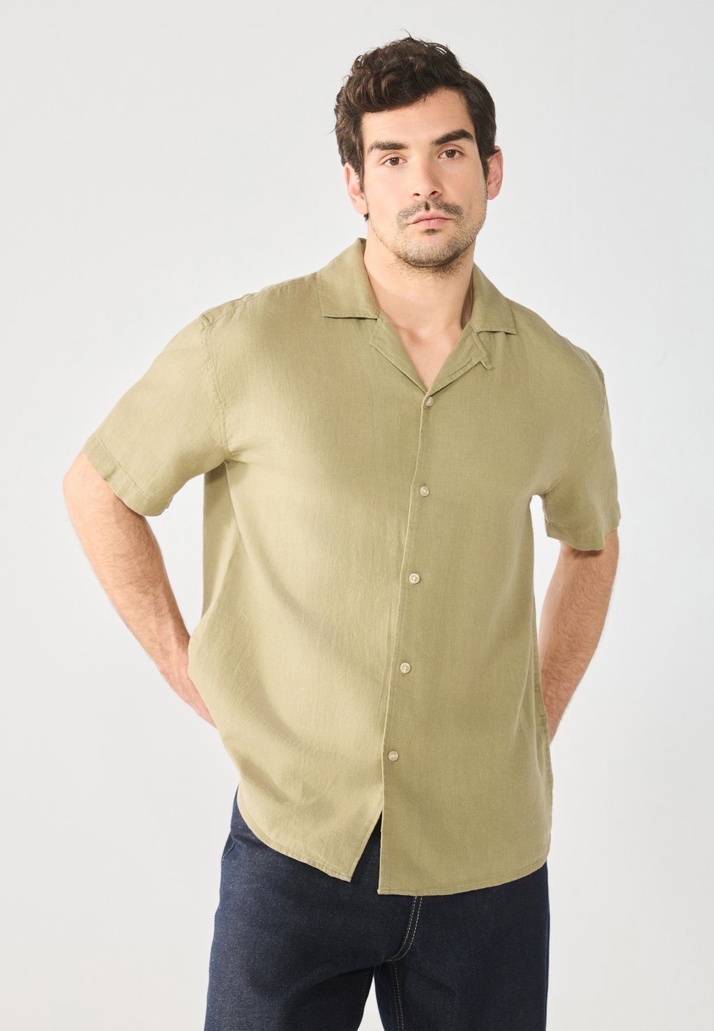 

Рубашка LINEN MIX BLEND Pier One by Zalando, оливковый