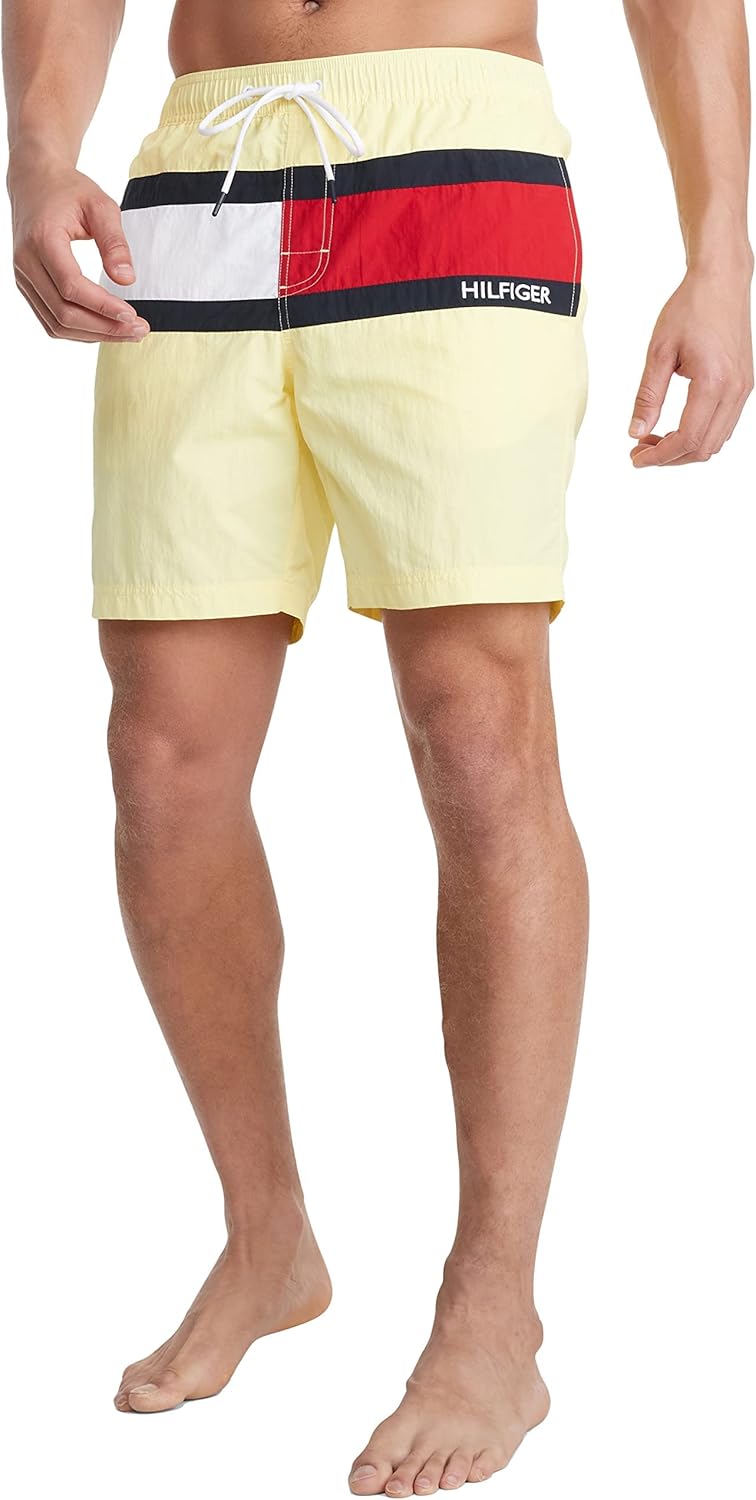

Мужские плавки Tommy Hilfiger Flag длиной 7 дюймов с быстросохнущими вставками, Tropical Yellow