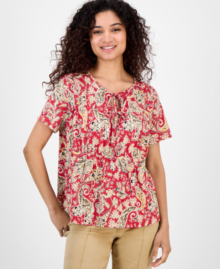 

Женская блузка с воротником-стойкой и принтом пейсли Nautica Jeans, Samba Multi