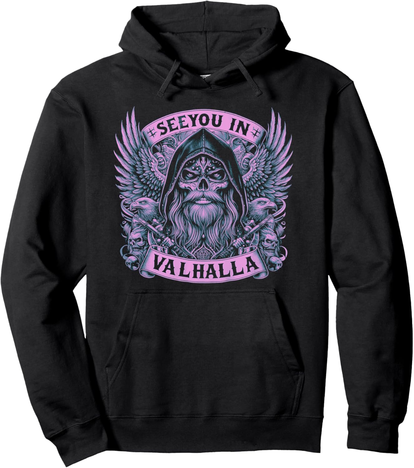 

Толстовка Odin Hoodie See You In Valhalla Vikings Design Wotan Odin, черный