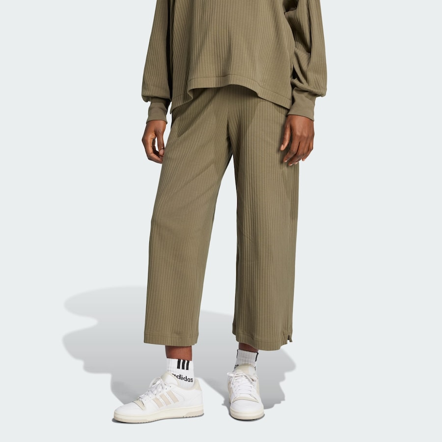 Широкие спортивные брюки ADIDAS PERFORMANCE Rib High-Waist 7/8 Pants, оливковый — фото 2