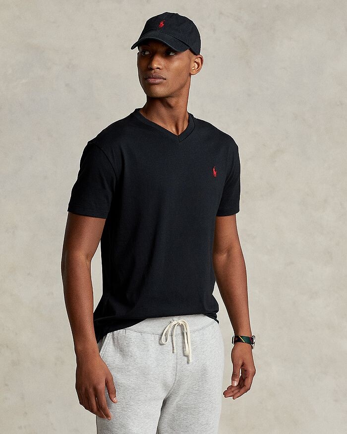 Футболка классического кроя с V-образным вырезом Polo Ralph Lauren, черный — фото 3