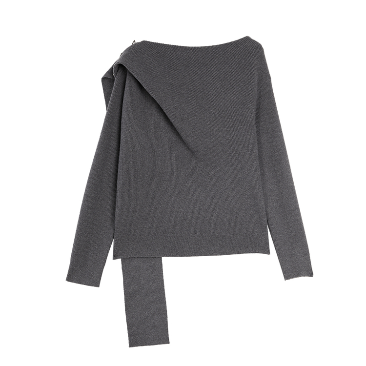

ELLE Трикотажная кофта Women's Dark Gray с лодочкой и умеренной асимметрией