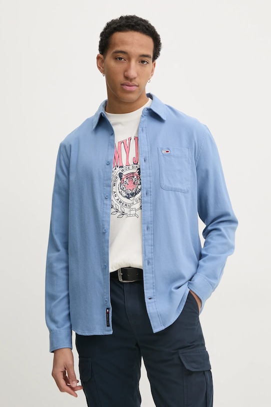 

Хлопковая рубашка Tommy Jeans, синий