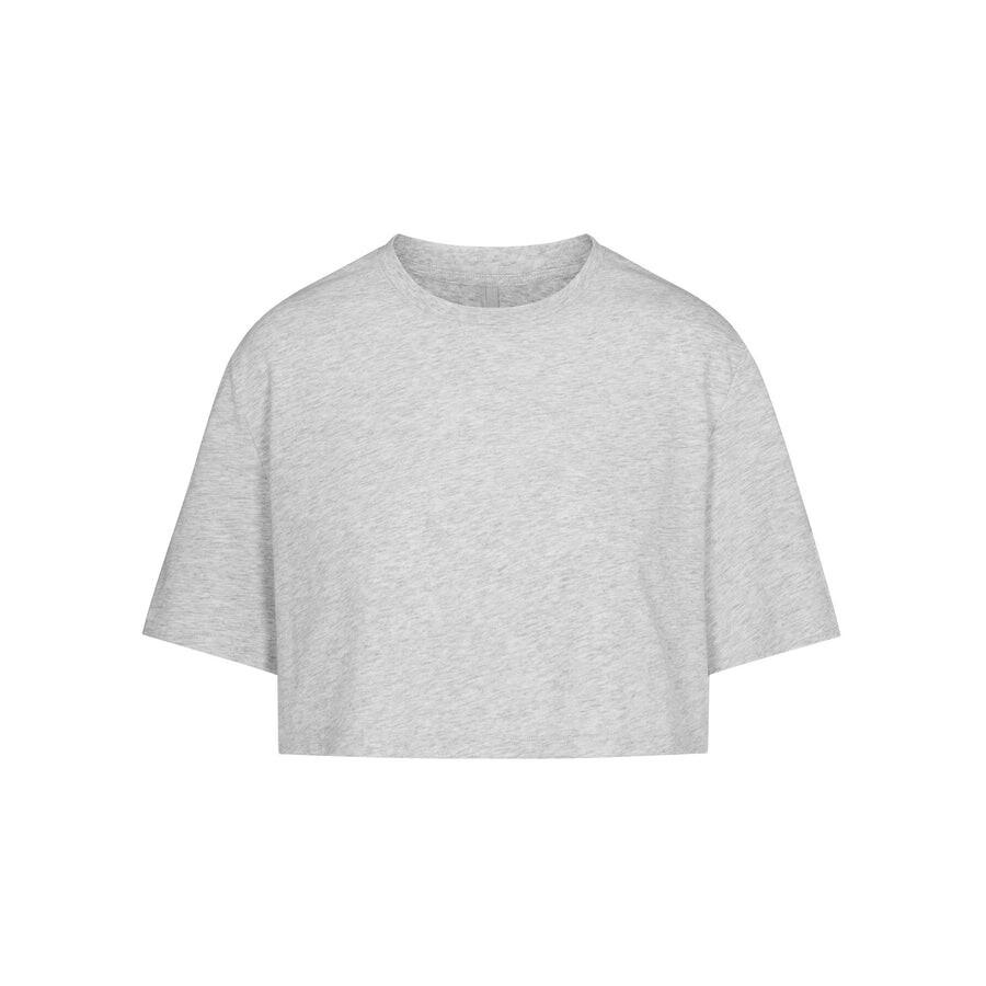

Укороченная футболка оверсайз SKIMS Relaxed Tees, цвет Light Heather Grey