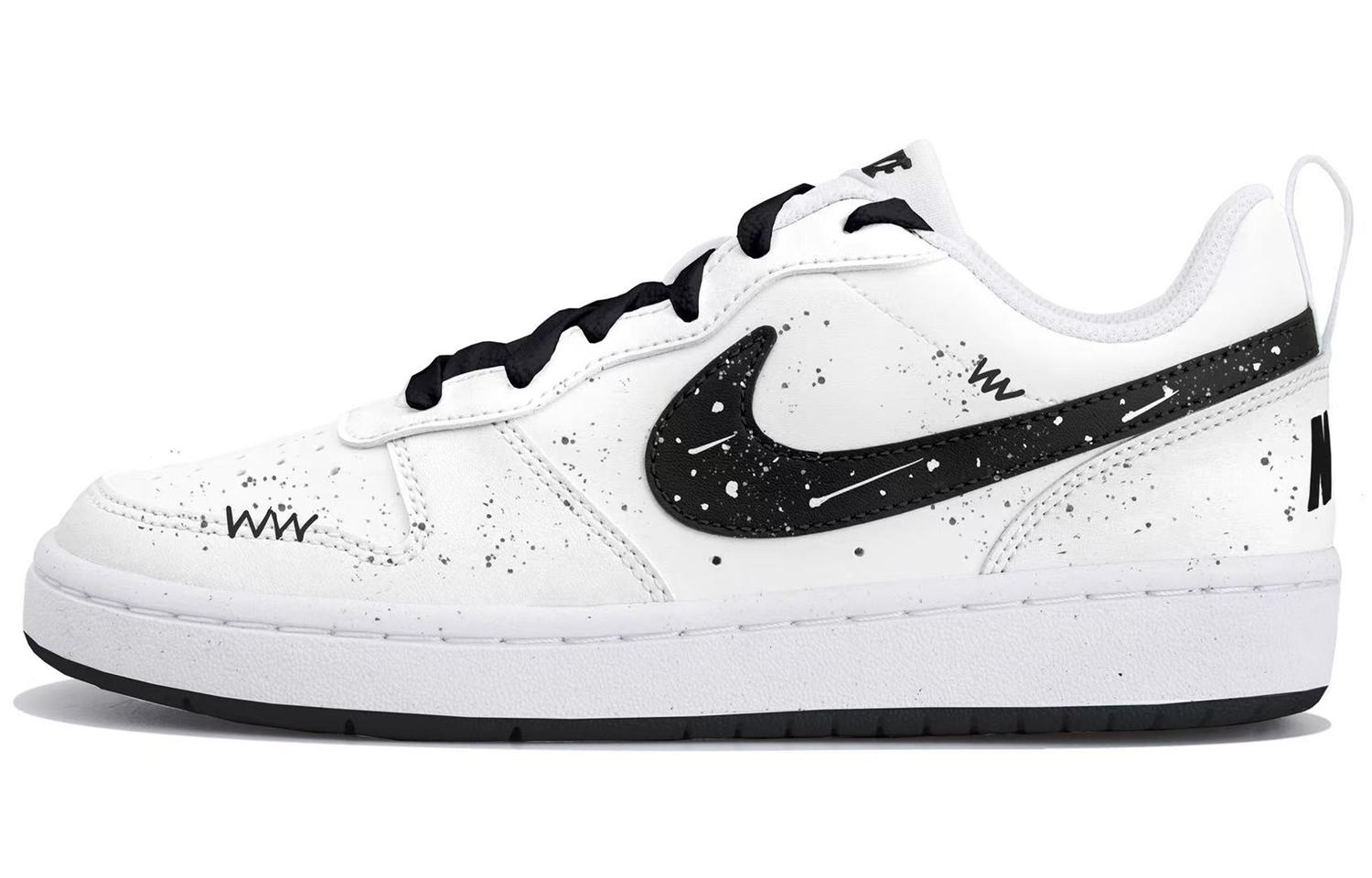 

Nike Court Borough нескользкие устойчивые к истиранию низкие детские скейтбординг кроссовки White Black для подростков