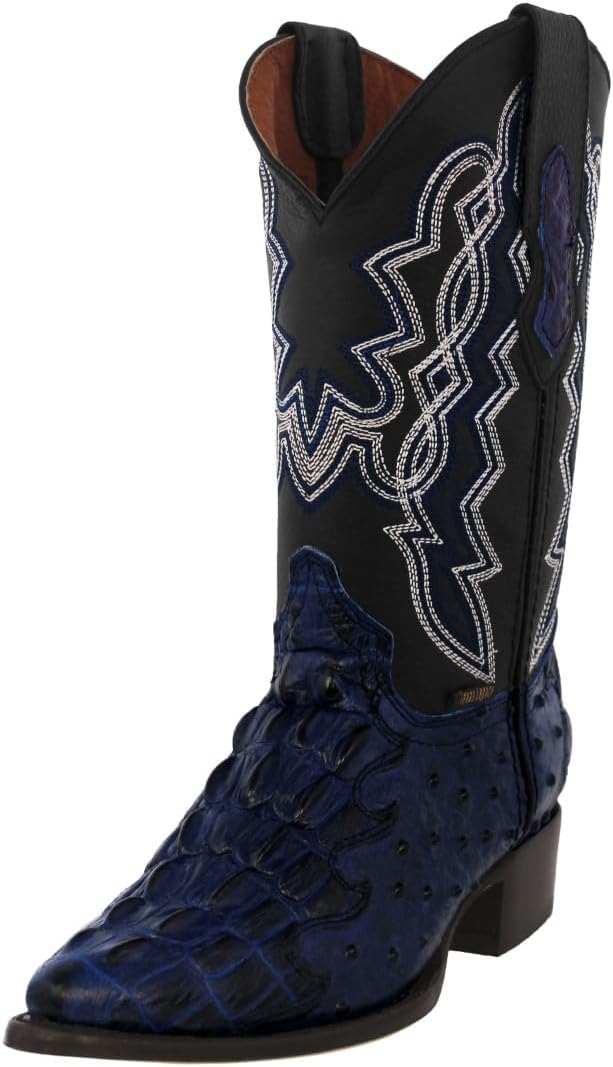 

Мужские ковбойские сапоги Texas Legacy синего цвета с западным стилем, с принтом крокодила и страуса, модель J Toe