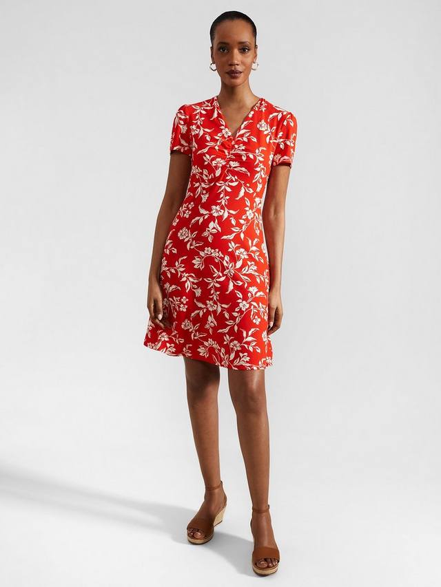 

Миниатюрное платье лидии в цветочек Hobbs, цвет Red/Ivory
