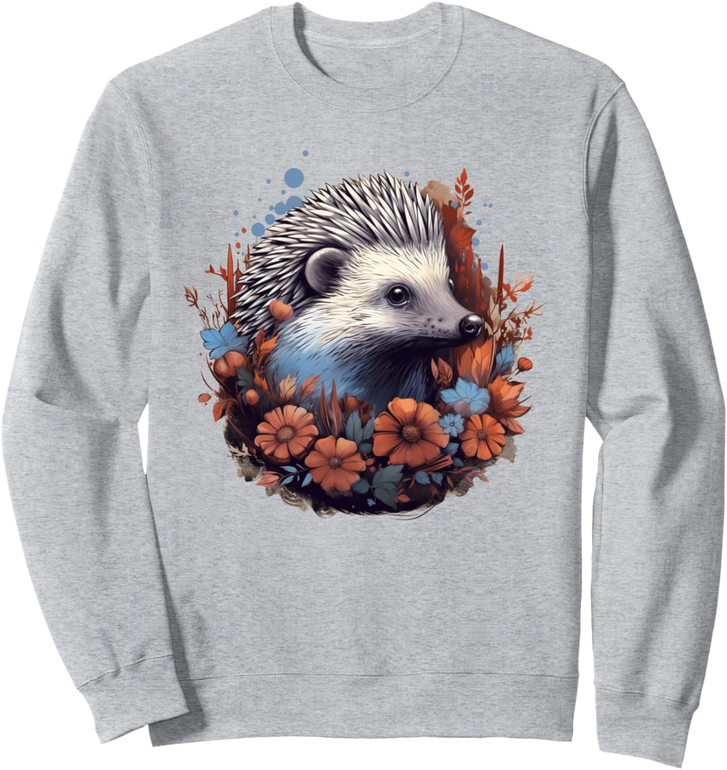 

Толстовка с изображением милого ежика, вылезающего из цветов, в прятки Savs Designs, серый