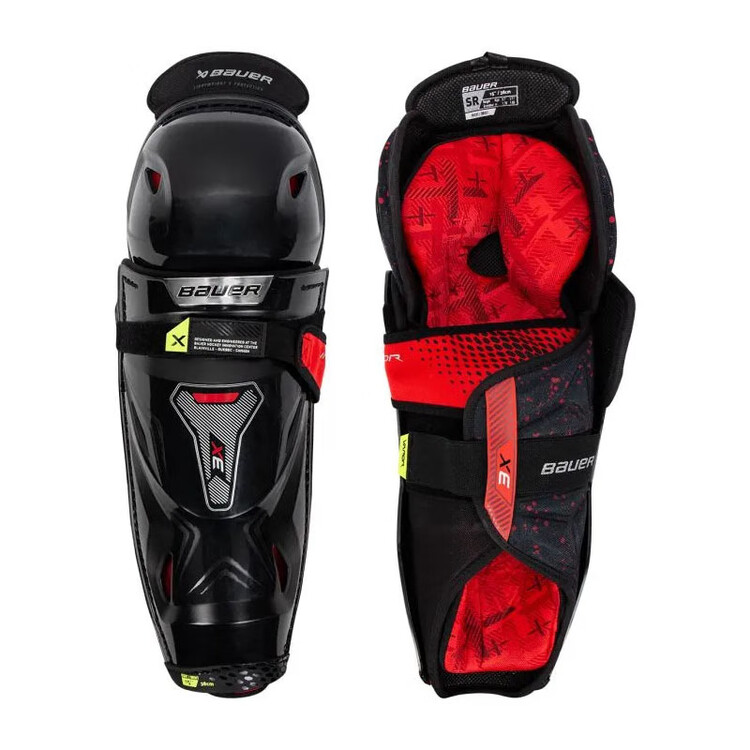 

BAUER Новая модель 2022 3X защитная экипировка для хоккея, комплект из 3 предметов: нагрудник, щитки и налокотники, для юниоров и взрослых, средний уровень, щитки 35 см