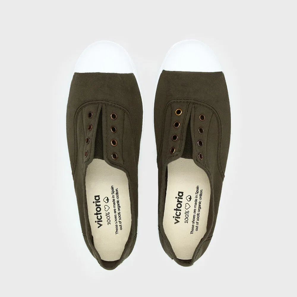 Мужские слипоны Inglesa Elastico Tintada Puntera цвета хаки от Victoria Shoes — фото 2