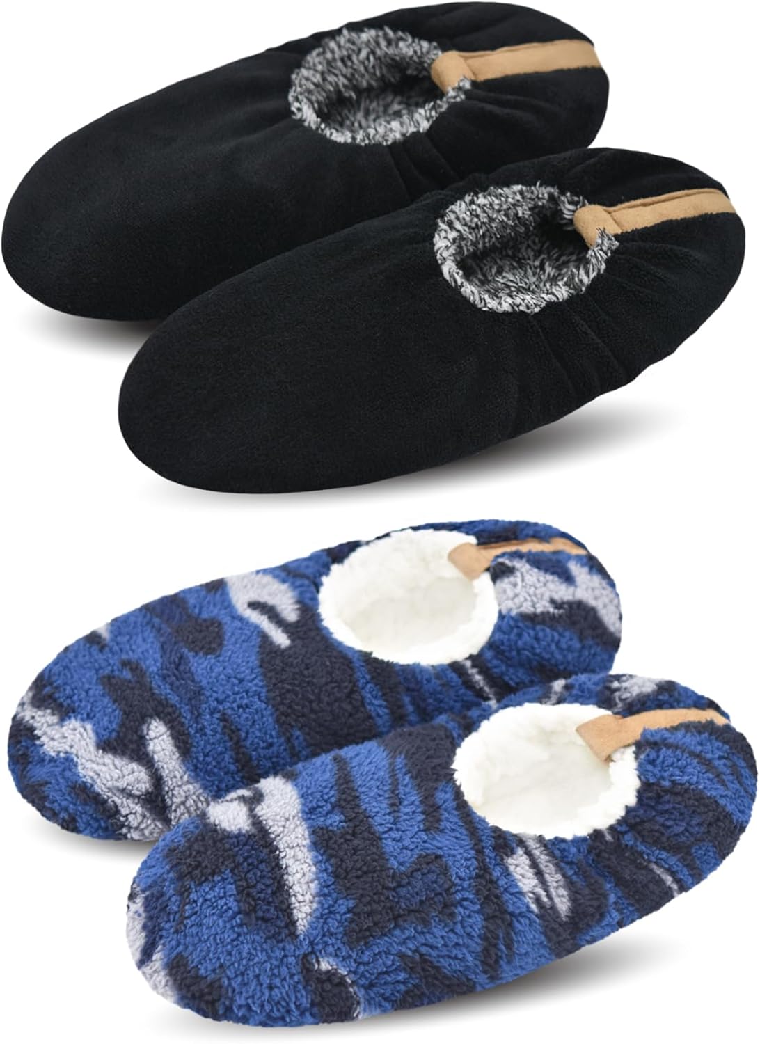 

Мужские мягкие носки-тапочки DICUIRD с противоскользящей подошвой, уютная и теплая подкладка из шерпы, домашние тапочки с мягкой подошвой, черный/синий/темно-синий
