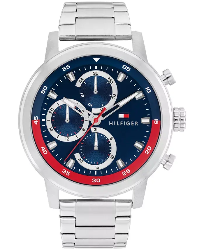 

Мужские многофункциональные наручные часы из нержавеющей стали серебристого цвета, 46 мм Tommy Hilfiger