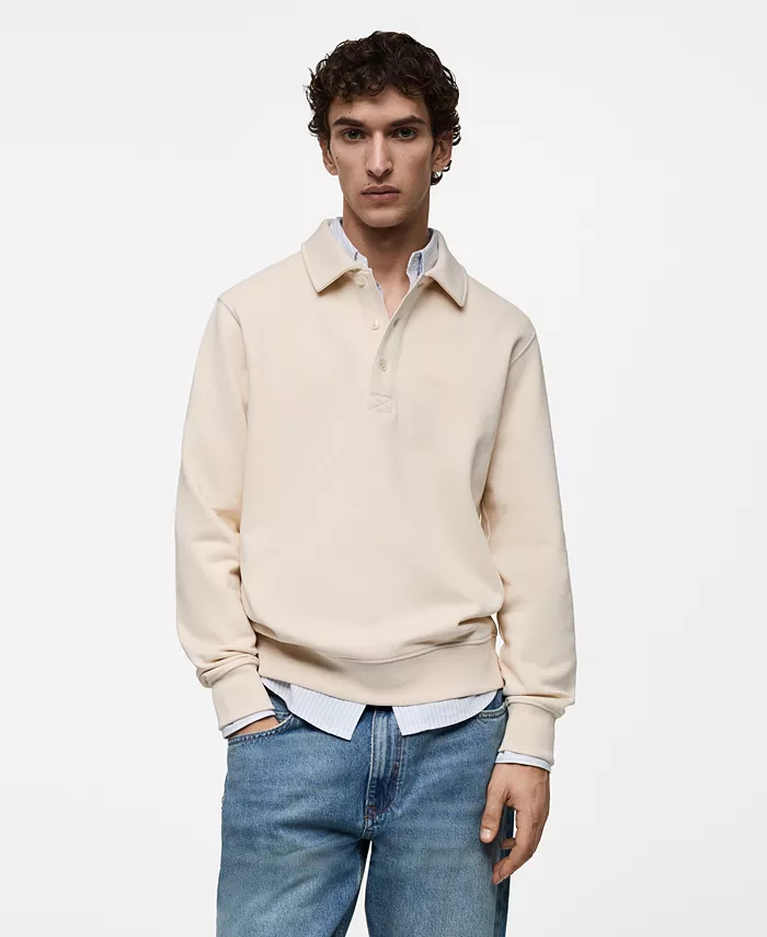 

Мужская хлопковая поло-толстовка Slim-Fit MANGO, коричневый/бежевый