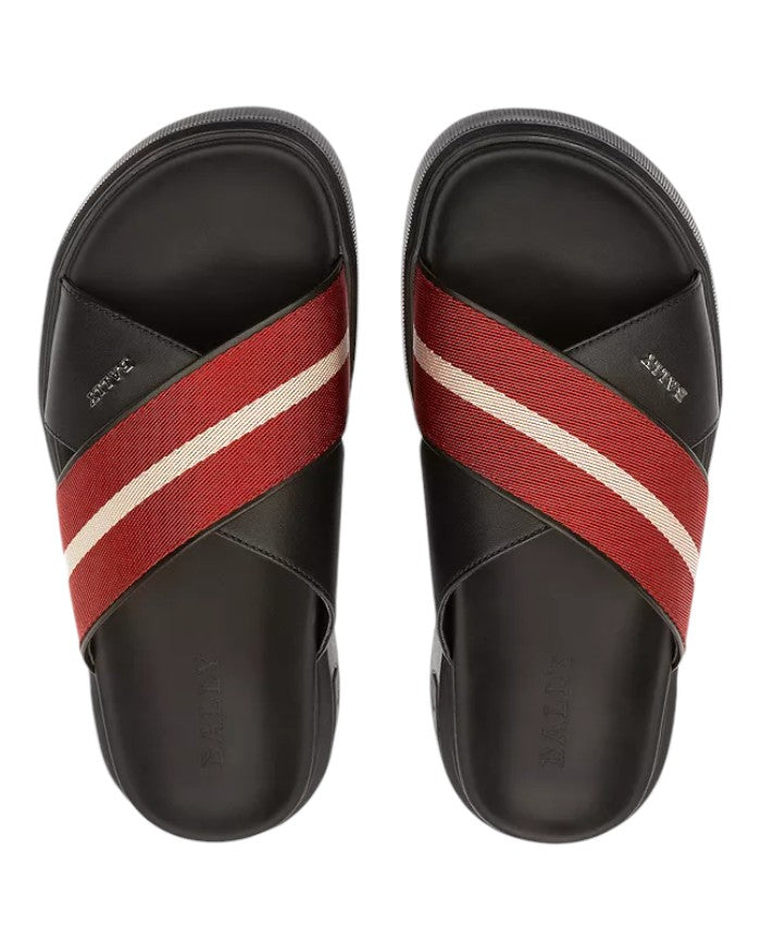 Bally Jake 6300473 Мужские черно-красные сандалии из телячьей кожи — фото 3