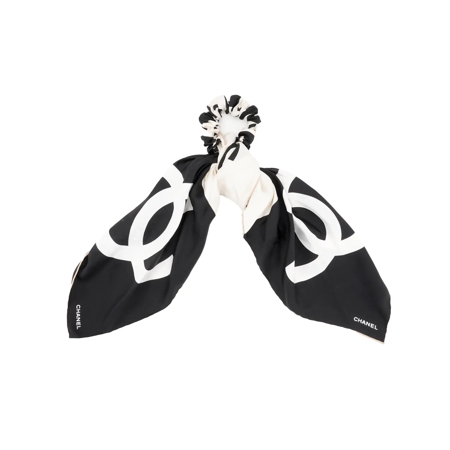 

CHANEL Резинка для волос женская черно-белая
