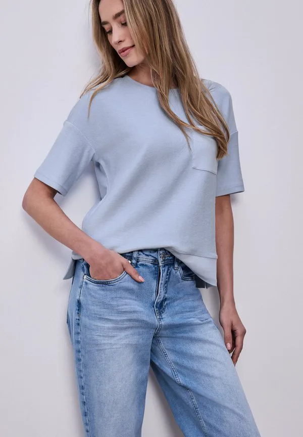 

Базовая футболка kurzarm mit strukturmix Street One, Cashmere Blue, Серый, Базовая футболка kurzarm mit strukturmix Street One, Cashmere Blue