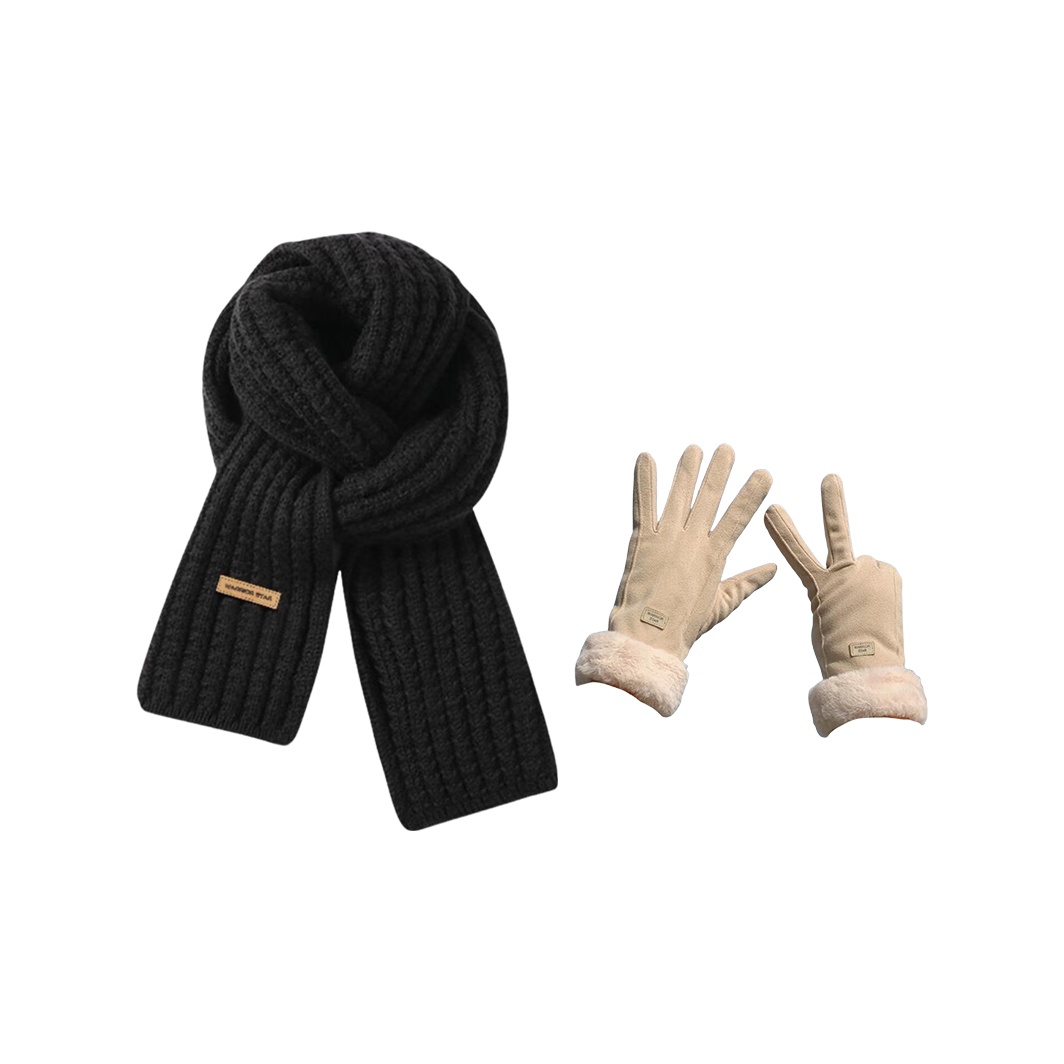 

WARRIOR Вязаный шарф унисекс, Black Scarf+Glove Combo Set 3
