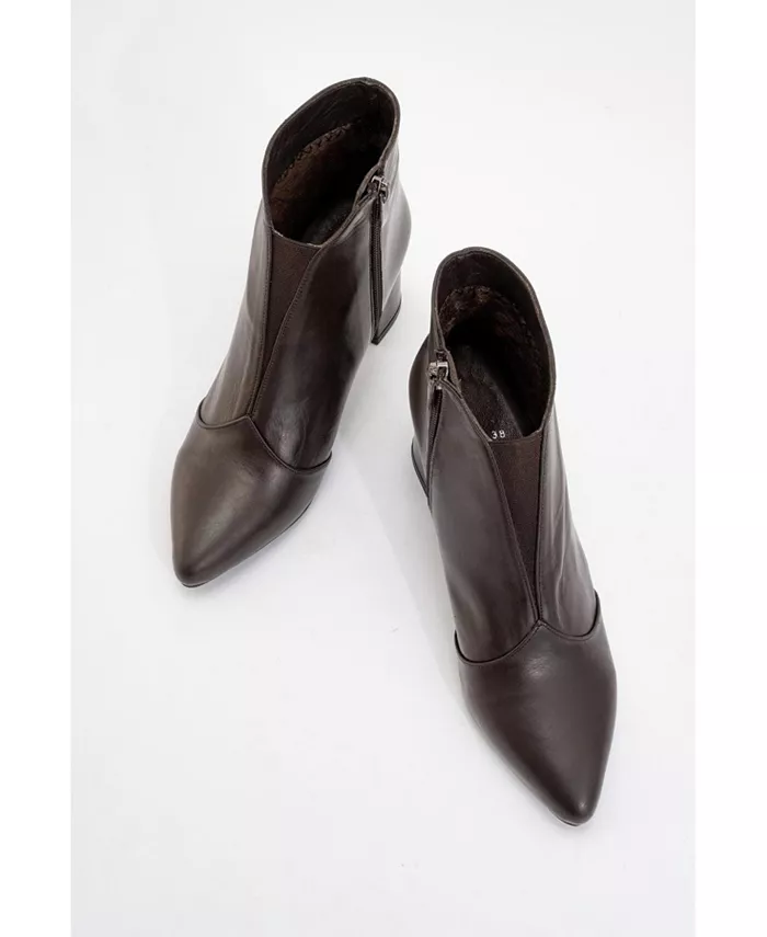 Finda Кожаные Ботинки на Блочном Каблуке (Женские) Forever & Always Shoes, коричневый — фото 2