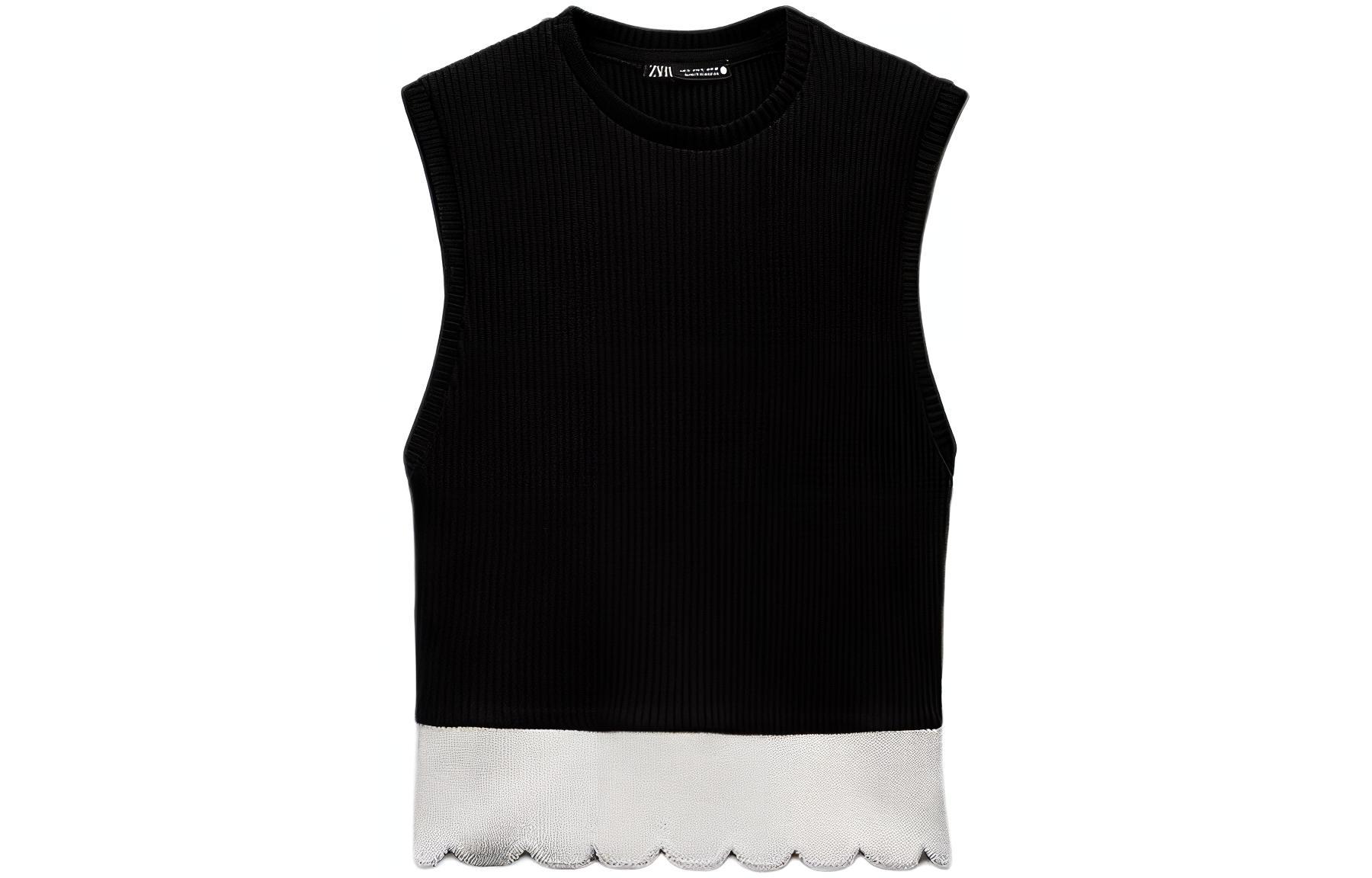 

ZARA Футболка женская, черная/телесная