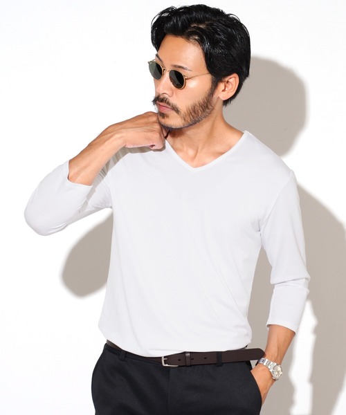 

Футболка с V-образным вырезом и рукавами 3/4 JIGGYS SHOP, белый