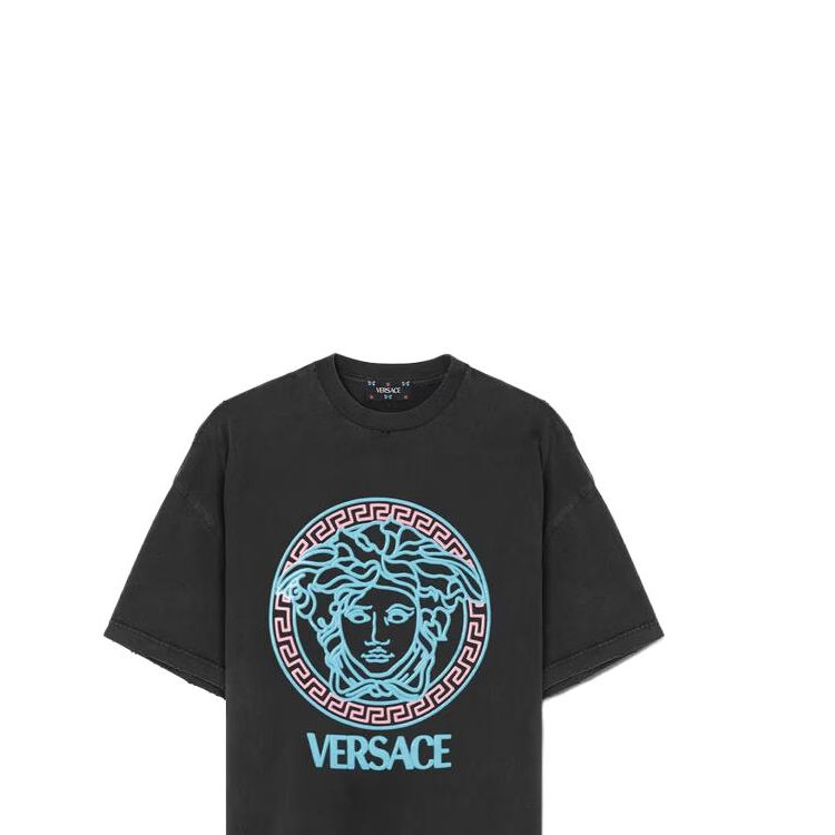 

Футболка с логотипом 'Black/Neon Azur/Neon Pink' VERSACE