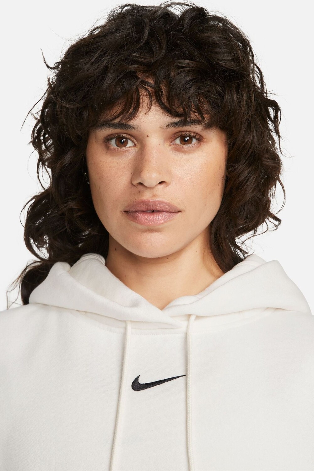Флисовый пуловер Phoenix оверсайз с мини-галочкой и толстовкой с капюшоном Nike, белый — фото 3