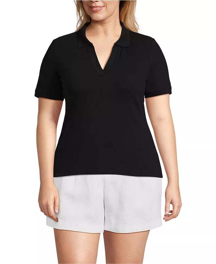 

Женская рубашка-поло большого размера с широкими резинками Lands' End, черный