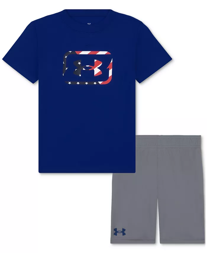 

Детский комплект для мальчиков: футболка и шорты Freedom Hooks, 2 предмета Under Armour, синий