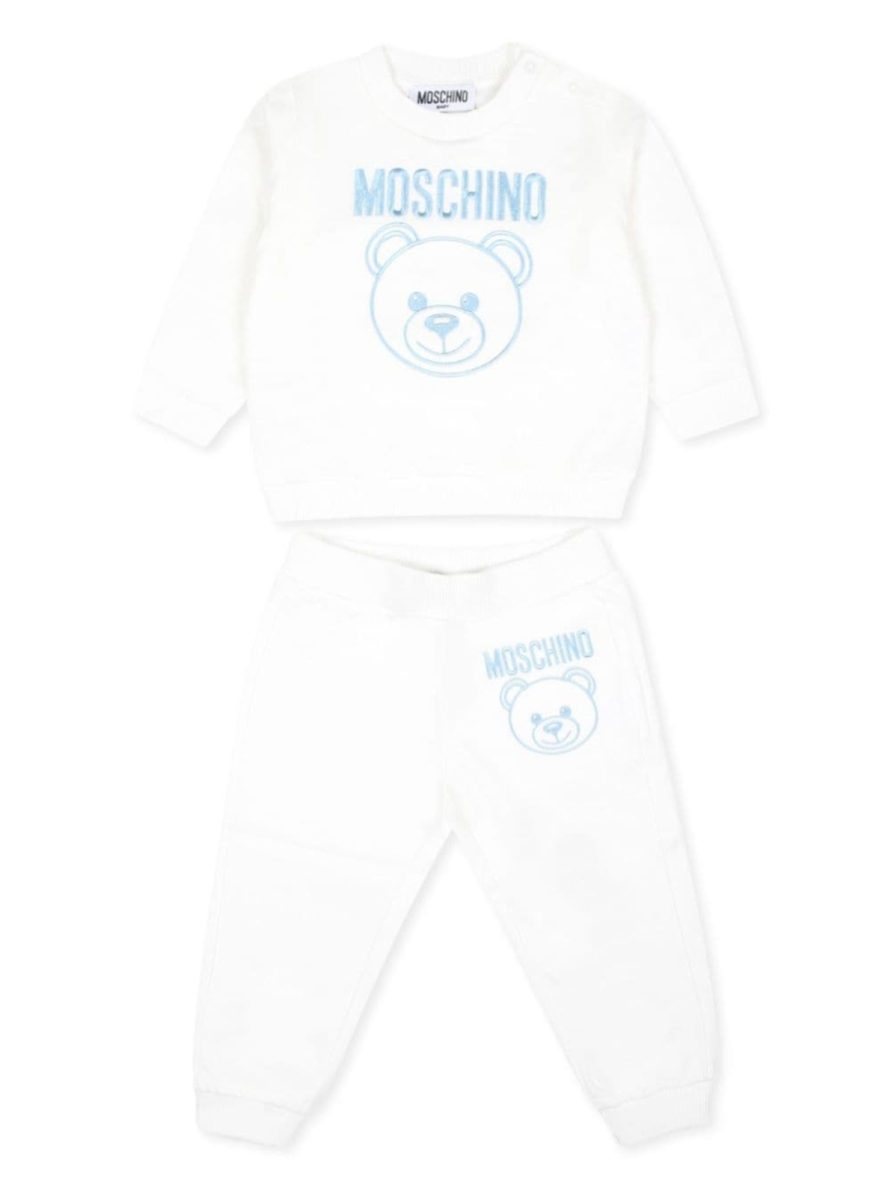 

Moschino Kids хлопковый спортивный костюм с вышивкой в виде плюшевого мишки, белый