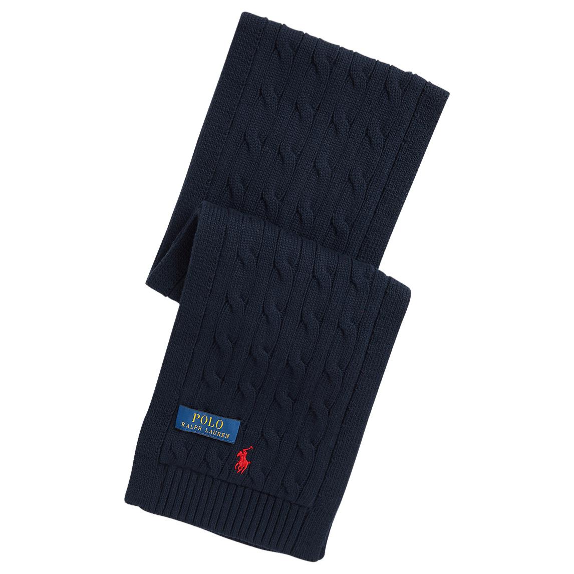 

Polo Ralph Lauren Хлопковая ткань Полиэстер Хлопковый материал Шерстяной вязаный шарф Детский тёмно-синий, Dark Blue