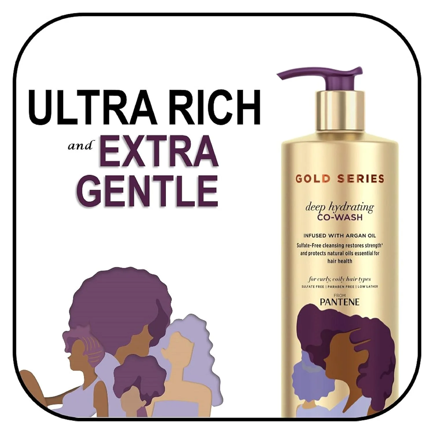 Pantene Gold Series: глубоко увлажняющее средство без сульфатов с аргановым маслом для кудрявых и вьющихся волос, кондиционер для совместного мытья, 443 мл (упаковка может отличаться). 450 мл (1 шт.), gold — фото 4