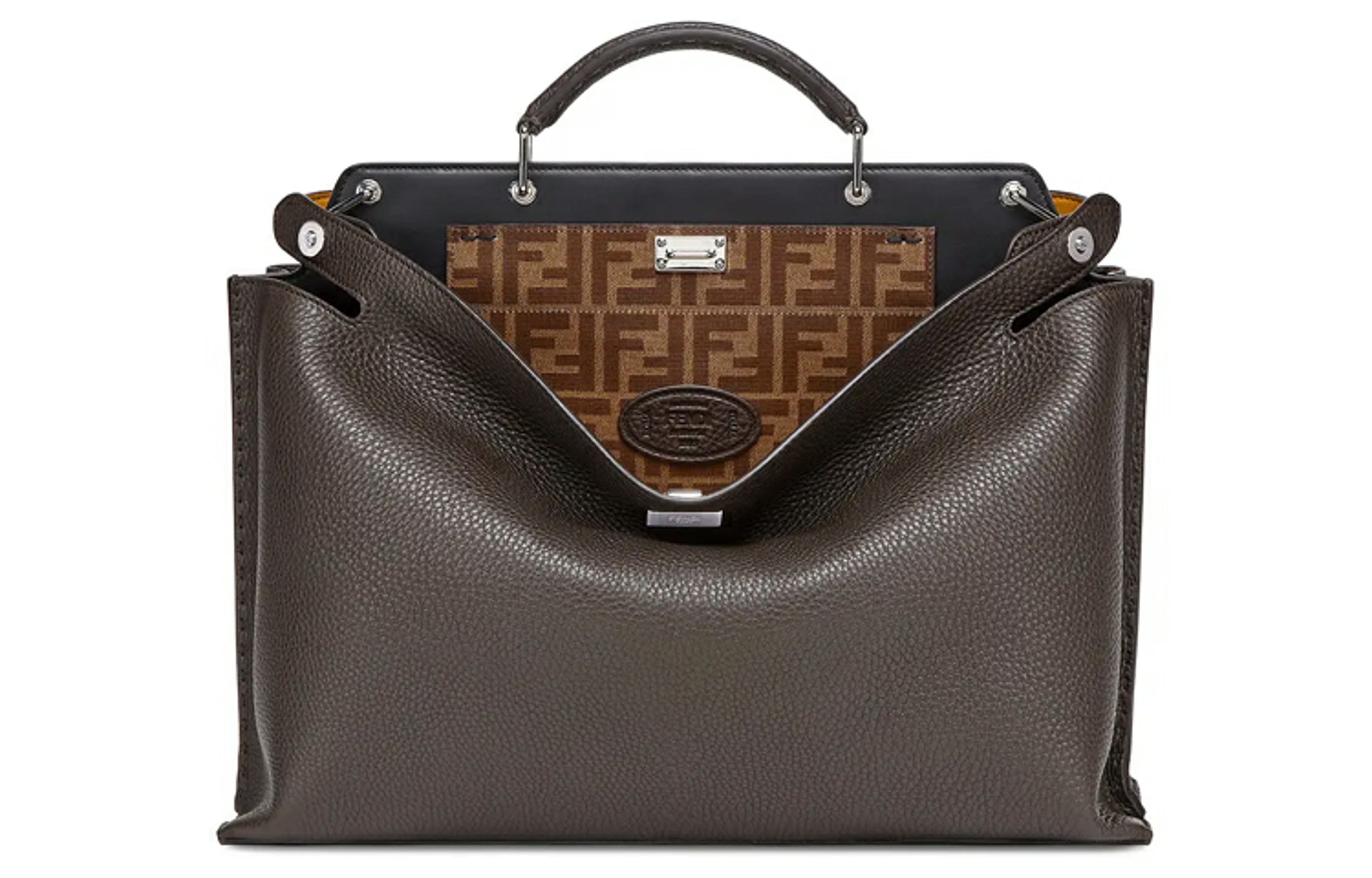 

FENDI Кожаный портфель, мужская сумка на одно плечо, коричневый